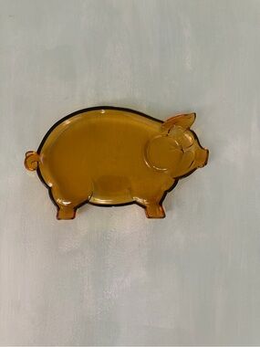 Amber Pig Shaped Glass Tray